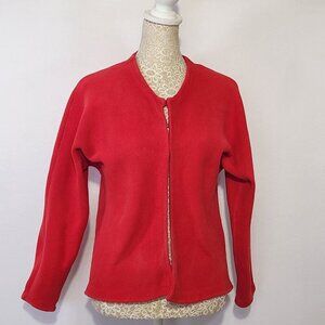 Chico's Size 2/12-L Red Long Sleeve 3/4 Clasp Front Cardigan Sweater Jacket City